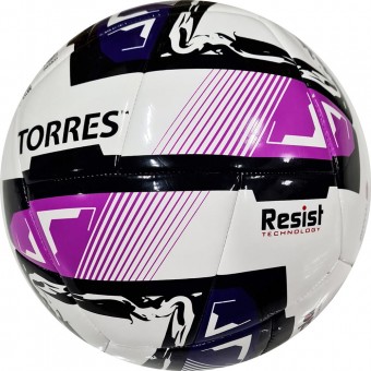 Мяч футзал. "TORRES Futsal Resist" арт.FS321024, р.4, 24 п.,ПУ, 3 подкл.сл., гиб.сш сбелый-мультикол