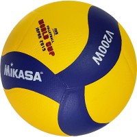 Мяч волейбольный MIKASA вес 260-280гр, №5, клеяный, желто-синий дизайн, матчевый V200W(2019) реплика