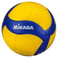 Мяч волейбольный MiKASA вес 260-280гр, №5, клеяный, желто-синий дизайн, матчевый V300W реплика