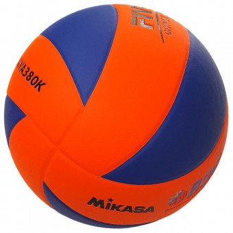 Мяч волейбольный "Mikasa MVA380K-OBL", р 5, синт.кожа (ПВХ), 8 пан, клееный, сине-оранжевый