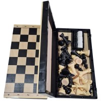 Игра 2 в1 (Шахматы гроссейстерские 40/40 + шашки) доска дерево+пластик -03-042