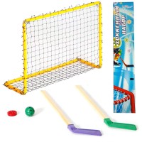 Набор детск. хоккея в коробке (ворота+ 2 клюшки + шайба+мяч) пластик 05-21
