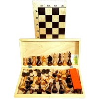 Игра "3 в 1" дерево большая (домино, шахматы, шашки ) 400х200х36 (02-70)