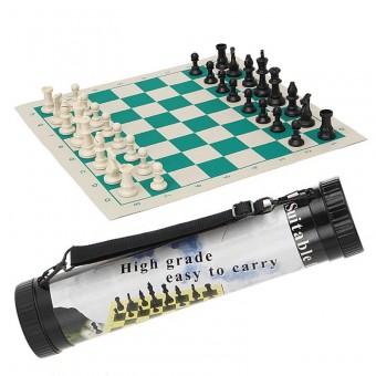 Шахматы в тубе средние (доска-винил + фигуры-пластик) F04455