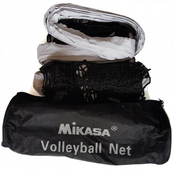 Сетка волейбольная с тросом MIKASA, черная, 950*100, ячейки 10*10 (Чехол ЧЕРНЫЙ)