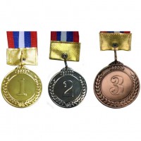 Медаль 1,2,3 место большая (3шт/уп) с флагом 6,5см
